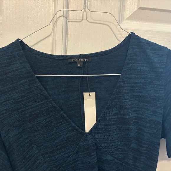 paper moon dress Women Flutter Sleeve Blue NEW TAGS Size M V-neck Designer - Picture 1 of 12